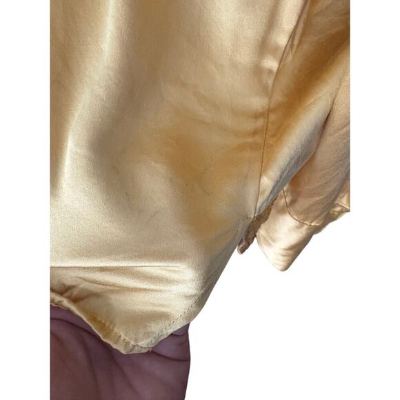 Women’s Large Classiques Entier Yellow Silk Blouse Ruched Front Festival Top - Picture 8 of 8